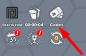 To redeem codes in Monster Rider Simulator, first press the Codes button on the left side of the screen: