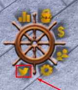 To use codes in Legend Piece, first click on the Twitter icon at the left side of the screen: