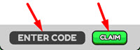 Then, enter your code in the ENTER CODE box and press the CLAIM button: