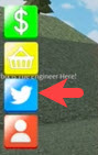 Roblox: 2 Player Mansion Tycoon, Click the Twitter icon on the left side of the screen to open codes.