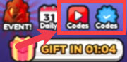 Click one of the two Codes icons on the right side of the screen.