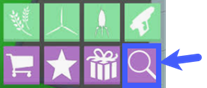 Click the Magnifying Glass icon on the left side of the game interface.