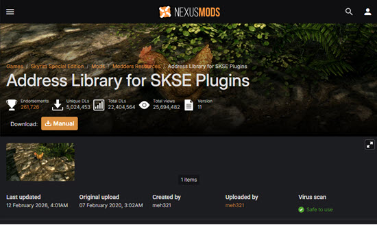 , The Elder Scrolls V: Skyrim Mods5. Address Library for SKSE Plugins