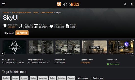 The Elder Scrolls V: Skyrim Mods, 1. SkyUI